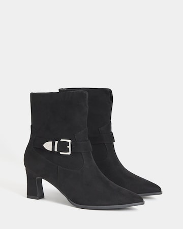 Heather Buckle Detail Heeled Ankle Boots - Extra Wide Fit (EEE)
