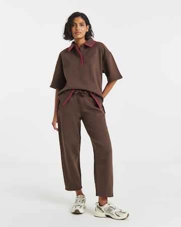 Simply Be Chocolate Whipstitch Barrel Leg Jogger