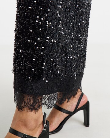 Vila Sequin Lace High Waisted Midi Skirt