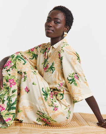 Floral Print Belted Shirt Dress
