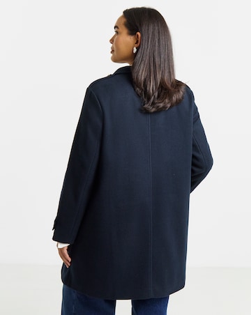 Simply Be Navy Funnel Neck Military Coat