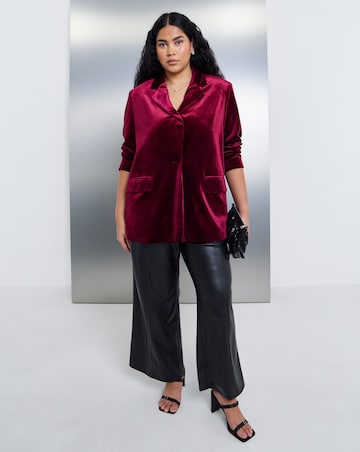 Simply Be Burgundy Velour Single Breasted Blazer