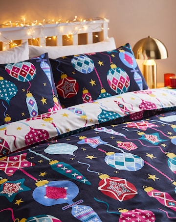 Festive Baubles Cotton Blend Duvet Cover Set
