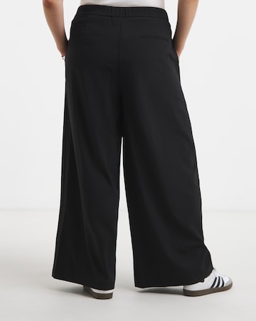 Black Magisculpt Pleated Wide Leg Trousers Regular