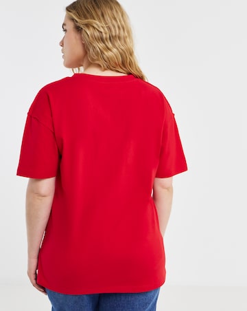 Simply Be Red Slouchy V Neck T-Shirt