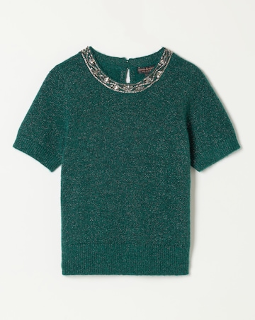 Fatface Emb Collar Knit Top