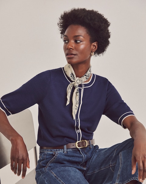 Anthology Navy Short Sleeve Cardigan