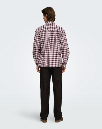 Only & Sons Kosta Long Sleeve Small Check Regular Fit Shirt - Port