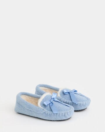 Lorna Knitted Full Slipper With Bow Detail - Extra Wide Fit (EEE)