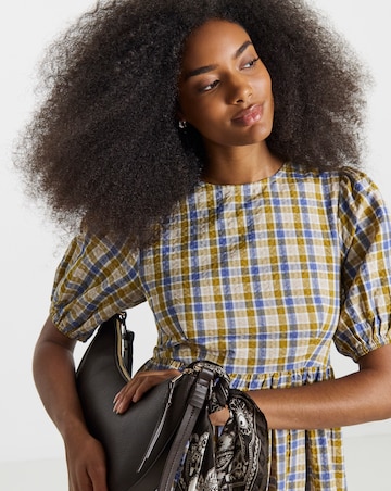 Native Youth Check Cut Oout Back Midi Dress