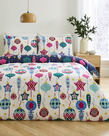 Festive Baubles Cotton Blend Duvet Cover Set