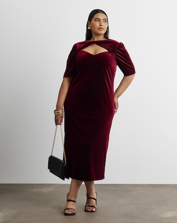 Joanna Hope Velour Twist Front Midi Dress