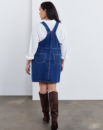 Mid Blue Denim Mini Dungaree Dress