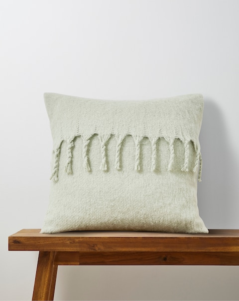 Faux Mohair Fringed Cushion