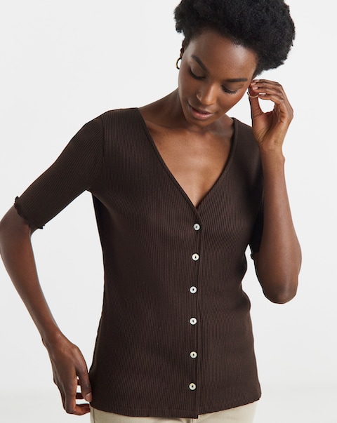 Chocolate Ruffle Edge Top