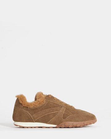 Araminta Suede Fur Trim Retro Trainers - Extra Wide Fit (EEE)