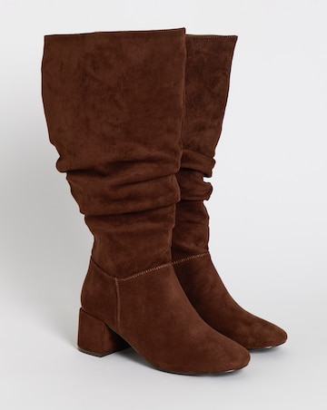 Rosie Heeled Knee High Slouch Boots - Extra Wide Fit (EEE) & Super Curvy Calf