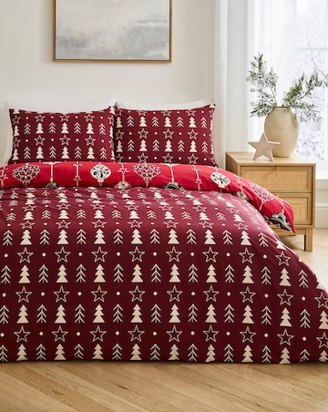 Deck the Halls Festive Bauble Cotton Blend Reversible Duvet Cover Set