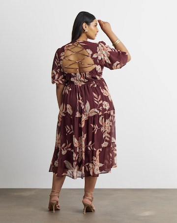 Joanna Hope Lace Back Midi Dress