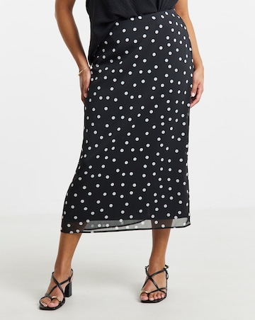 Simply Be Mono Spot Print Chiffon Maxi Skirt