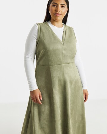 Simply Be Khaki Suedette Pinafore Dress