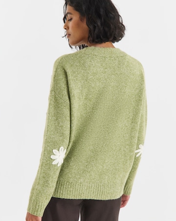 Embroidered Floral Boyfriend Cardigan