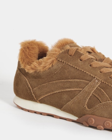 Araminta Suede Fur Trim Retro Trainers - Extra Wide Fit (EEE)