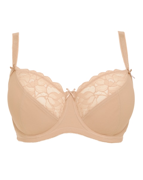 Pretty Secrets Ivy Lace Balcony Wired Basic Bra (B-F) Almond