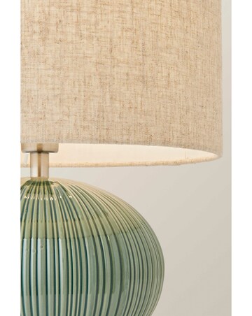 ValueLights Rebecca Ribbed Ceramic Table Lamp with Linen Shade