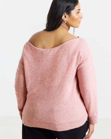 Slouchy Off Shoulder Longline Sequin Jumper