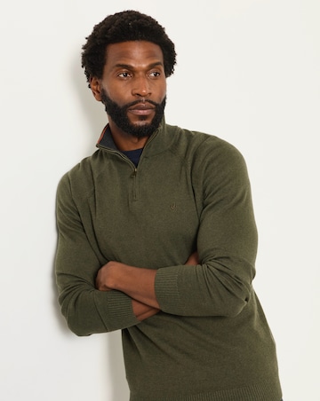 FatFace Rye Half Neck - Khaki Green