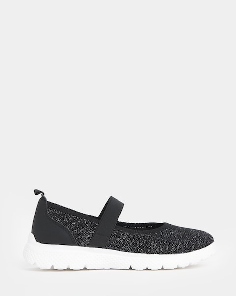 Cushion Walk Elasticated Strap Sparkle Mary Jane Trainers - Extra Wide Fit (EEE)