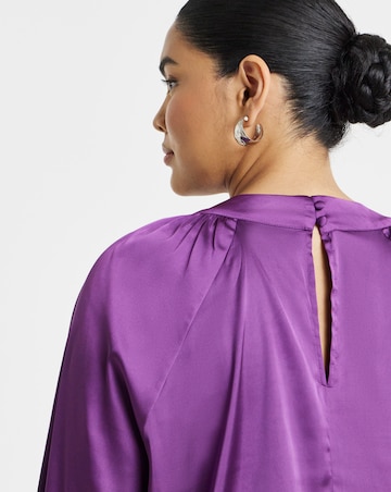 Simply Be Purple Satin High Neck Blouse