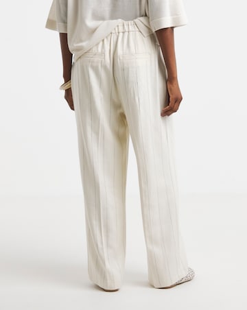 Pinstripe Premium Linen Blend Wide Leg Trouser