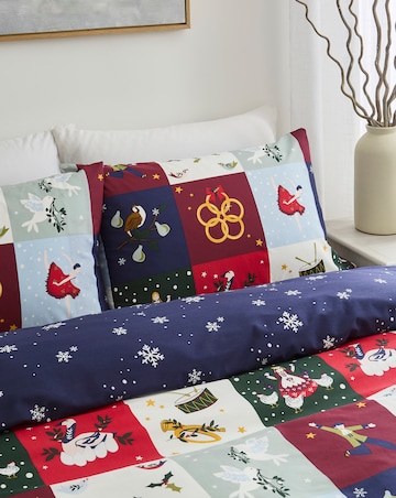 12 Days of Christmas Cotton Blend Reversible Duvet Cover Set
