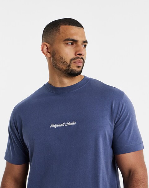 Jack & Jones Norrebro Embroidered Logo T-Shirt - Blue