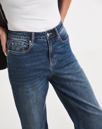 Indigo Authentic Turn Up Wide Leg Jeans