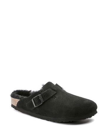 Birkenstock Boston Shearling Suede Leather Mules - Standard Fit
