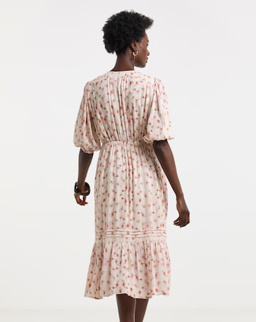 Crinkle Tea Dress With Crochet Trim