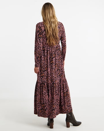 Soft Touch Notch Neck Long Sleeve Midi Dress