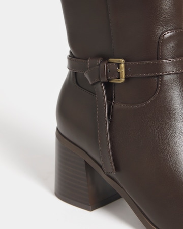 Aliyah Sherling Trim Block Heel Ankle Boots - Wide Fit (E)