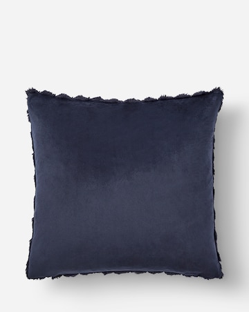 Scallop Faux Fur Cushion - Navy