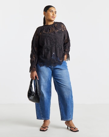 Simply Be Chocolate Lace Long Sleeve Top