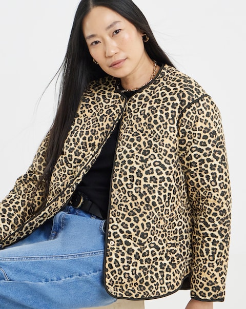 Leopard Print Quilted Jacket