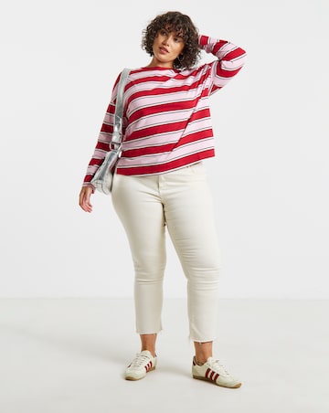 Simply Be Pink And Burgundy Stripe Long Sleeve T-Shirt