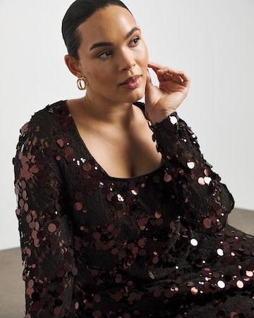Joanna Hope Stretch Lace Sequin Dress