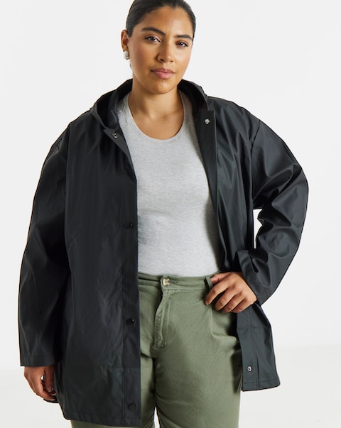 Black Short Rubberised Mac