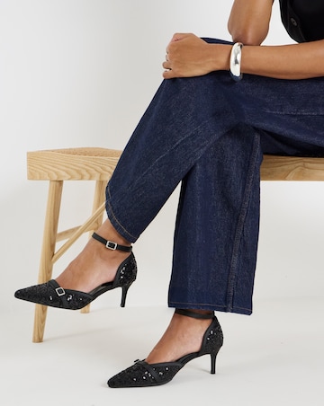 Lilith Sequin Two Part Pointed Heels - Extra Wide Fit (EEE)