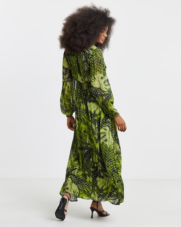 Simply Be Green Floral Print Georgette Foil Button Up Maxi Dress