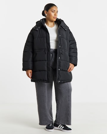 Black Longline Padded Coat